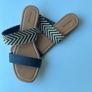 Maurices Black and Tan Sandals Slip-On Style